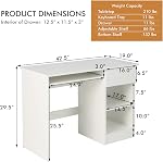 Tangkula White Desk with Drawer, Wooden Computer Desk with Pull-Out Keyboard Tray & Adjustable Storage Shelves, Modern Laptop PC Desk with CPU Stand, Writing Study Desk for Bedroom (White)