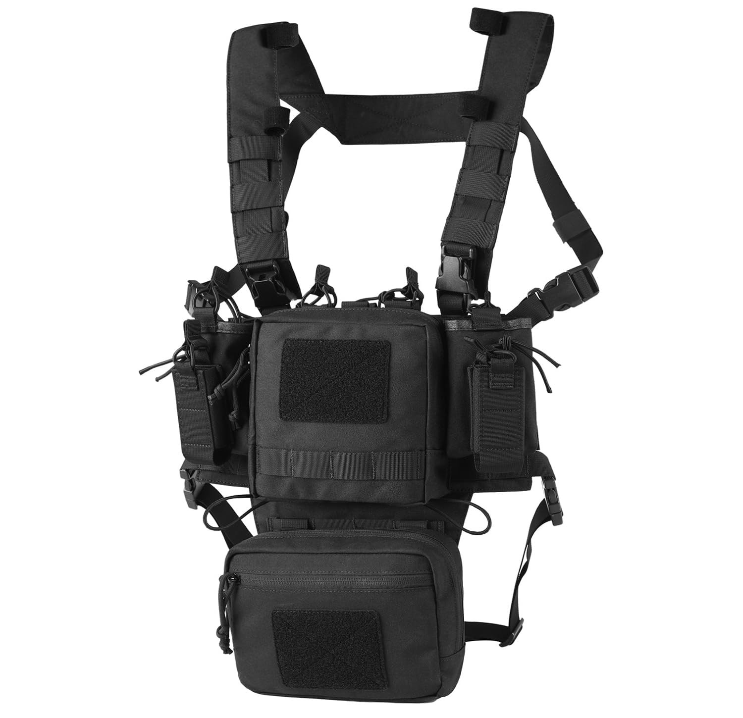 VOTAGOO Chest Rig-Tactical Chest Rig, Adjustable & Detachable Molle Micro Chest Rigs, with 5.56/7.62 Magazine Pouch, Pistol Pouch