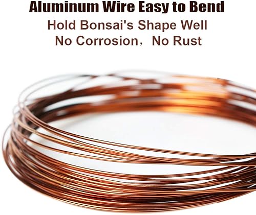 Miniatura 4 de Juego de 3 alambres de entrenamiento de bonsái de bronce de calidad de larga duración, 0.039 in, 0.059 in, 0.079 in, resistente a la corrosión y al