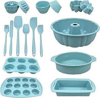 29PCS Nonstick Silicone Baking Set With Bakeable Mini Cake Pans, Bakeware for Oven, Molds and Heat Resistant Spatulas