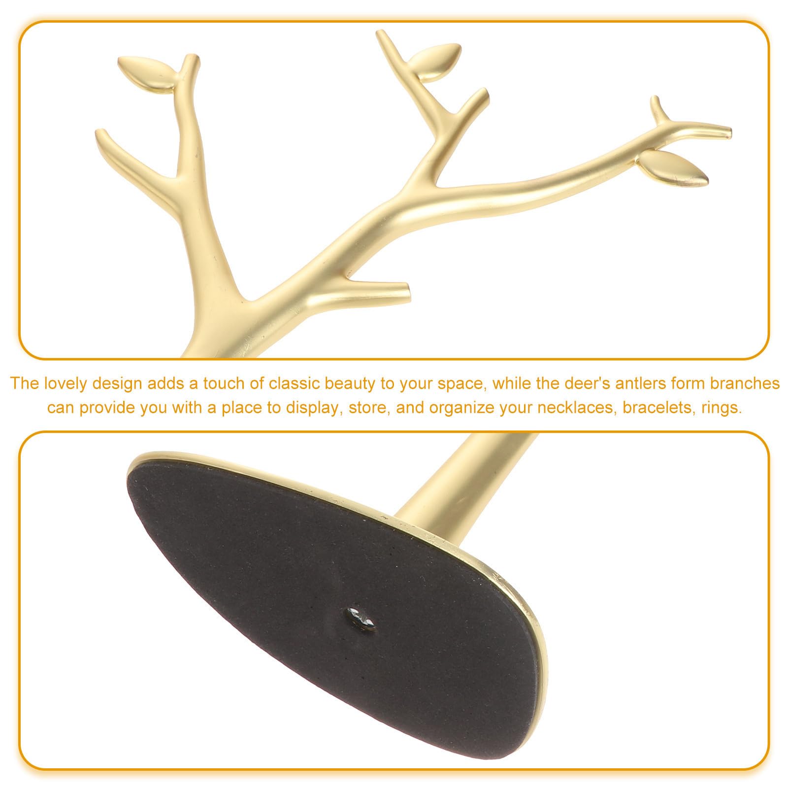 Espositore Organizer per a di di Cervo Gioielli e Forma Corna Metallo Argento, Supporto Multiuso da Polso Elegante da Letto Anelli e Orologi per Ufficio e Camera