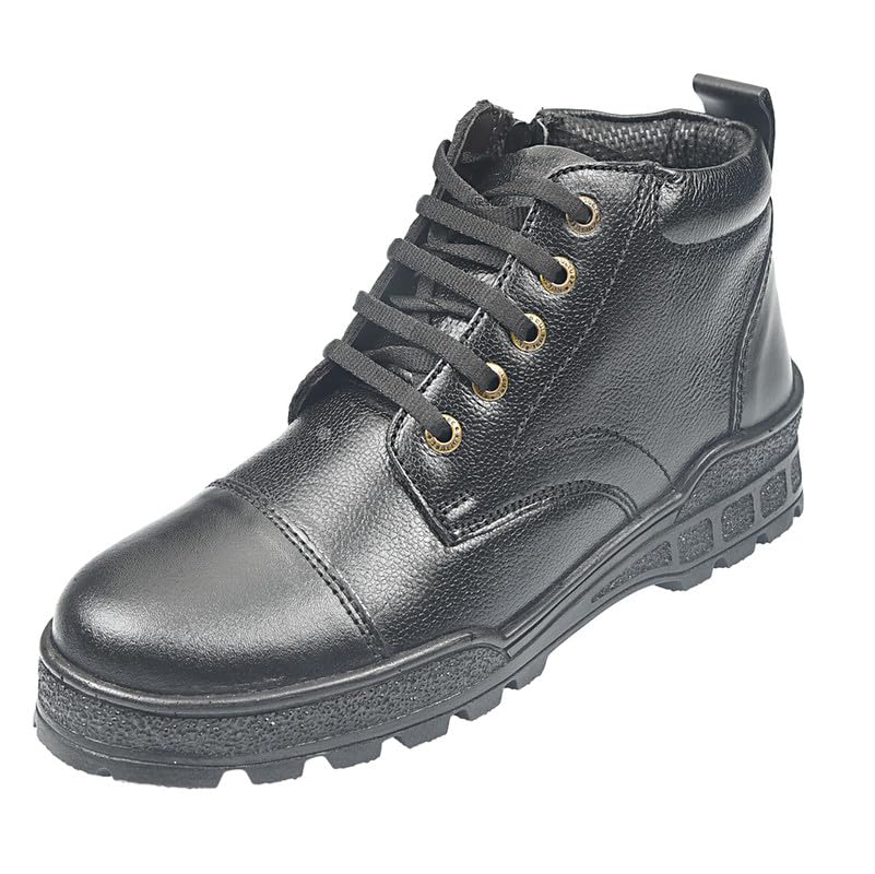 Liberty Kulture Men’s Side Zip Ankle Leather Combat Boots for Police, Commando NCC, Military, Army (Available Size in 6 to 11 UK, Black/Tan Brown)