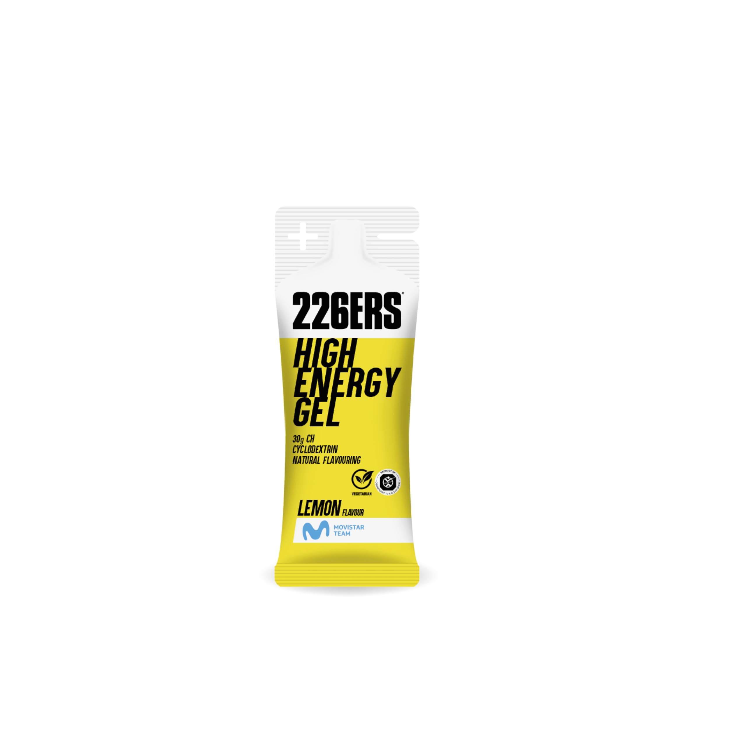 226ERS - High Energy XS, Gel Energético para Deportistas, Ciclodextrina, Hidratos de Carbono y Aromas Naturales, Vegano, Sabor Limón, 8 Geles x 45 g