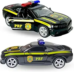 Carrinho Miniatura Camaro Policia PRF Metal Abre Portas