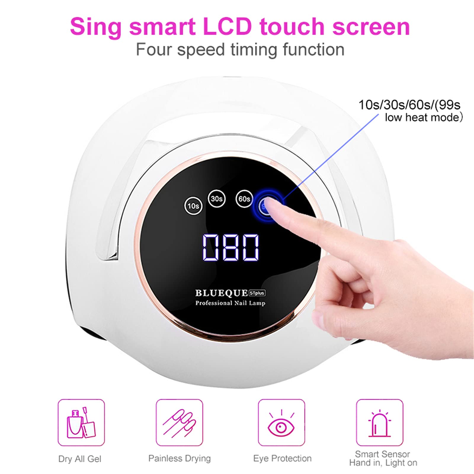 ZYC Lampada per asciugare Le Unghie 60led La più recente Lampada UV LED 120w / 72w Asciugatrice per Unghie con sensore Intelligente Luce Gel a polimerizzazione Rapida Attrezzatura per Unghie