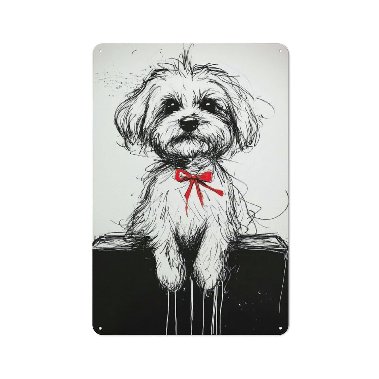 Junmoney Style-3 For Garden Room Or Summerhouse, Cute Dog With Bow Retro Metal Sign 30X20cm, For Vintage Wall Decor Fans, For Metal Sign Collectors