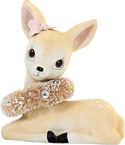 Bethany Lowe Cervatillo rosa pastel dulce con macé de papel de corona