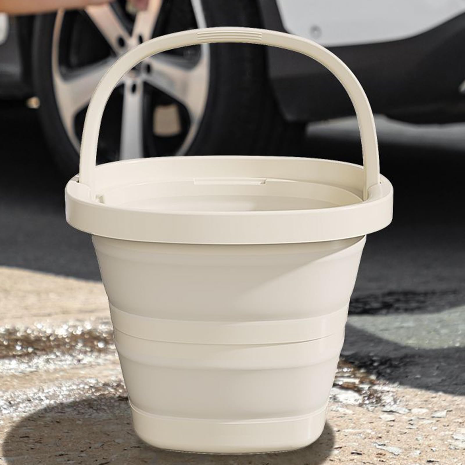 Seau pliant 10L PP étanche anti-déversement - Récipient d'eau portable avec poignée | Seau pliable léger pour plage Camping pêche jardinage lavage de voiture bain voyage utilisation de blanchisserie