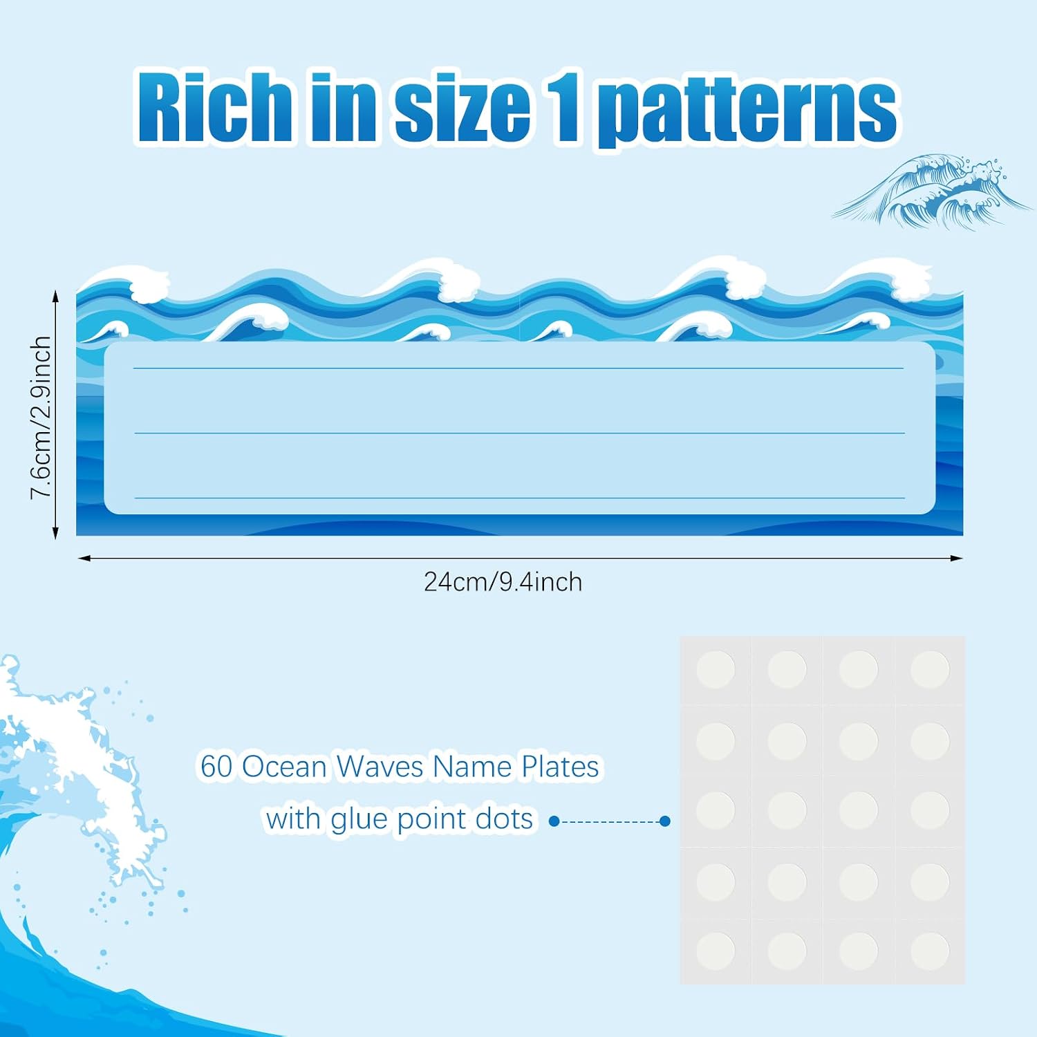 Maitys 60 Sheets Ocean Waves Name Plates Die Cut Tags for Classroom image 2