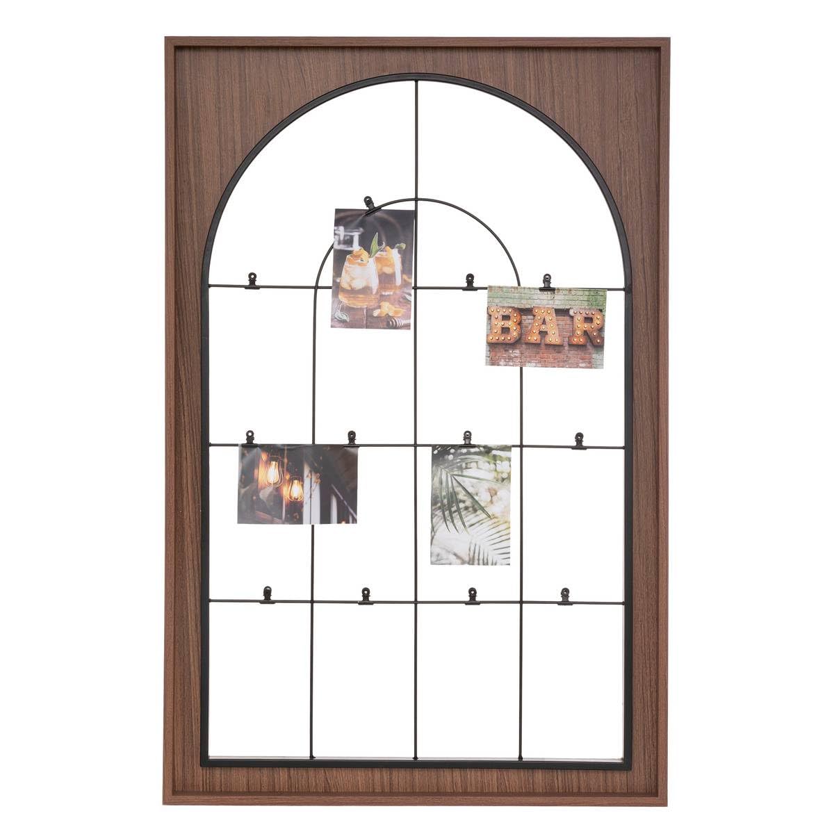 Porte photos mural grand format cadre bois et métal noir Atmosphera