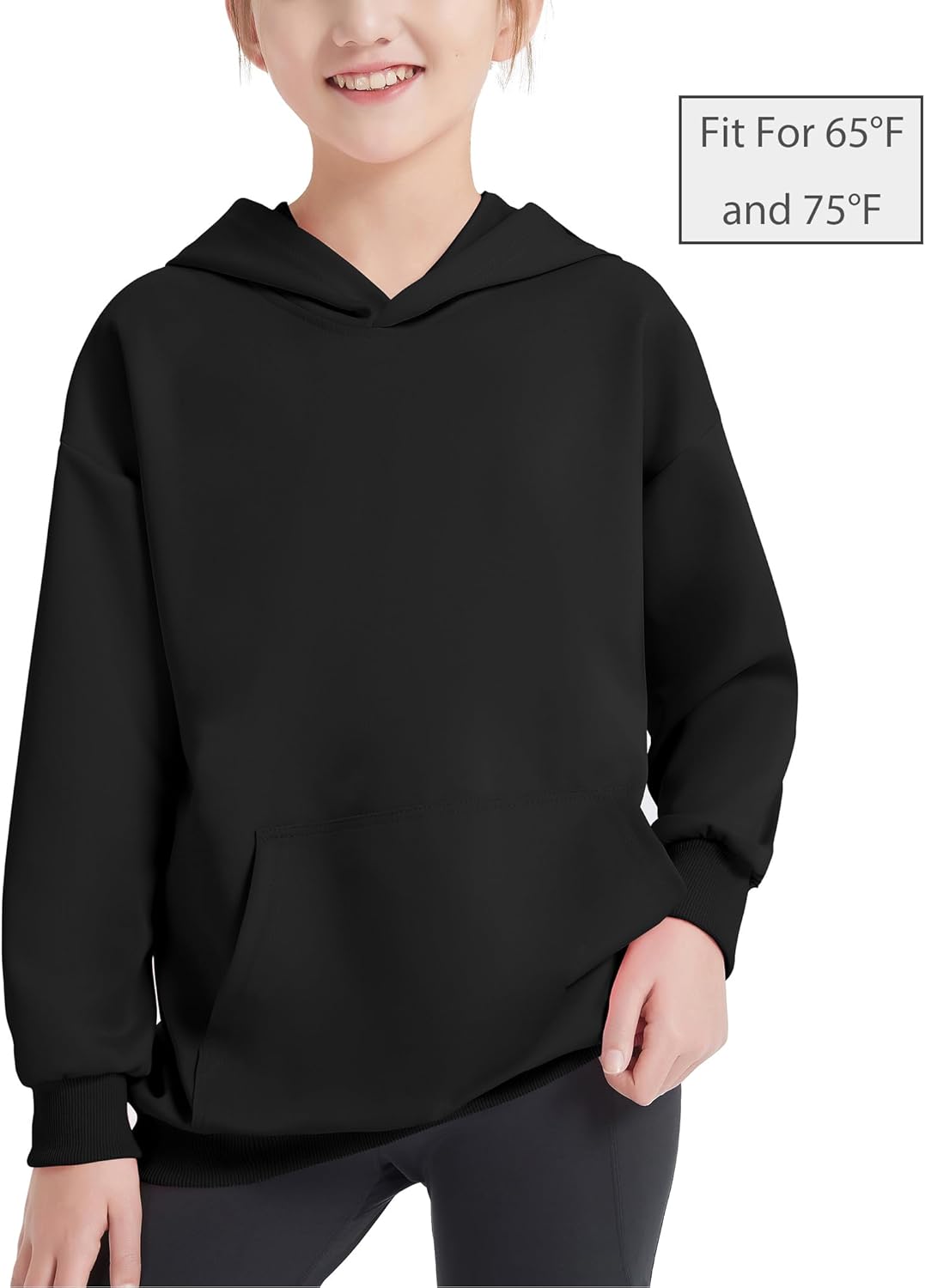 EXARUS Girls Sweatshirts Cropped/Oversized Hoodie Pullover Long Sleeve with Pocket Casual School for Kids 6-14Y - Image 2