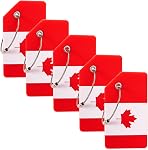 Étiquettes de bagages en silicone pour valises, 5 packs d'étiquettes de bagages avec drapeau canadien avec cartes de nom & boucle en acier inoxydable, étiquettes personnalisées de couleur vive pour femmes