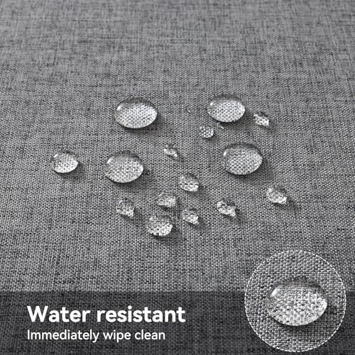 smiry Faux Linen Table Cloth Rectangular 140x100cm, Water resistant Tablecloth with Flannel Backing, Thick Fabric Washable Table Cover for Dining Party and Outdoor, Dark grey - Image 5