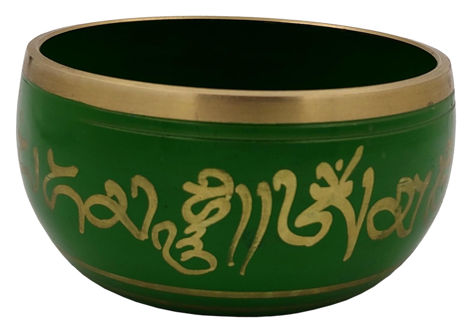 Purpledip Bell Metal Singing Bowl: Tibetan Dhyana Meditation Musical Instrument, 5 Inches, Green (10780) 1