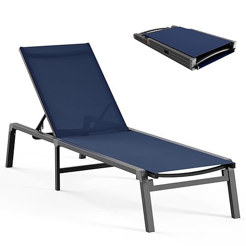 Aluminum Chaise Lounge Ourdoor - Foldable & Assemble Free Outdoor