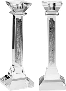 (D) Judaica Candlestick Crystal and Sterling Silver Decor Waves