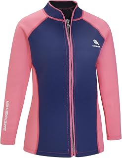 Fldy Traje de neopreno de 2 mm para mujer, chaqueta térmica de manga larga para natación, snorkeling, buceo, surf top