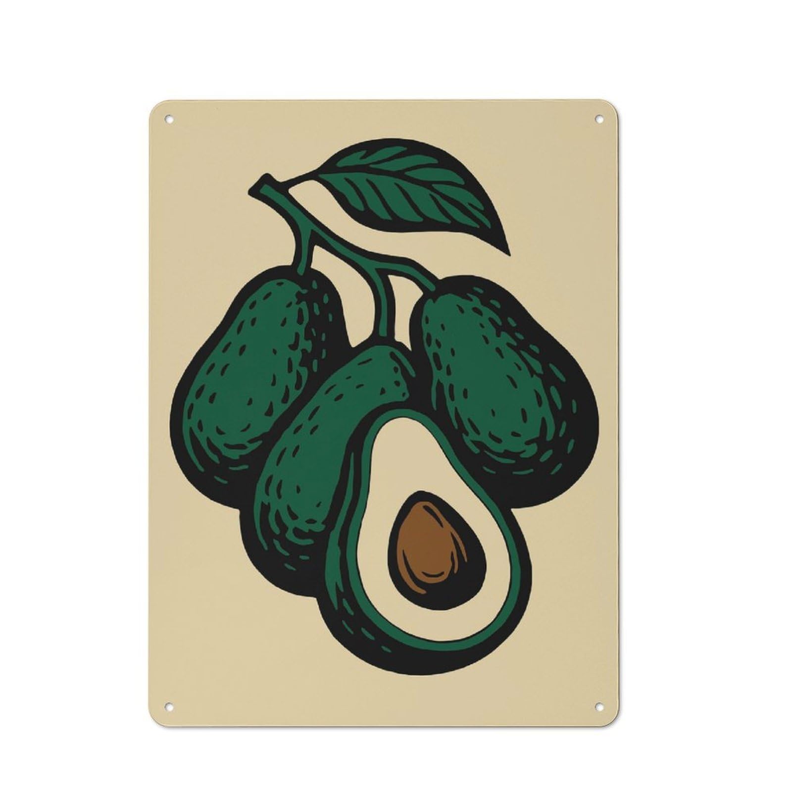 Junmoney Style-1 Casual Avocado Branch Illustration Shed Metal Sign 40X30cm, Utility Space Decor For Shed, Garden Room, Porch Or Garage