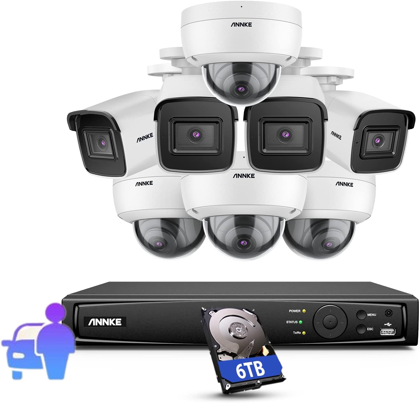 ANNKE 8CH 8MP AI Home Security Camera System, 8pcs Wired