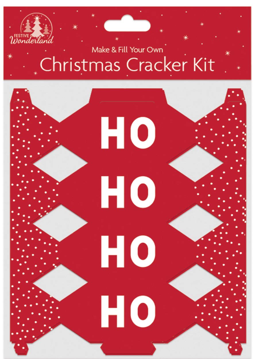 Festive Wonderland Red Make And Fill Your Own Mini Christmas Crackers Festive Seasonal Party Craft Kit ( - Ho Ho Ho)