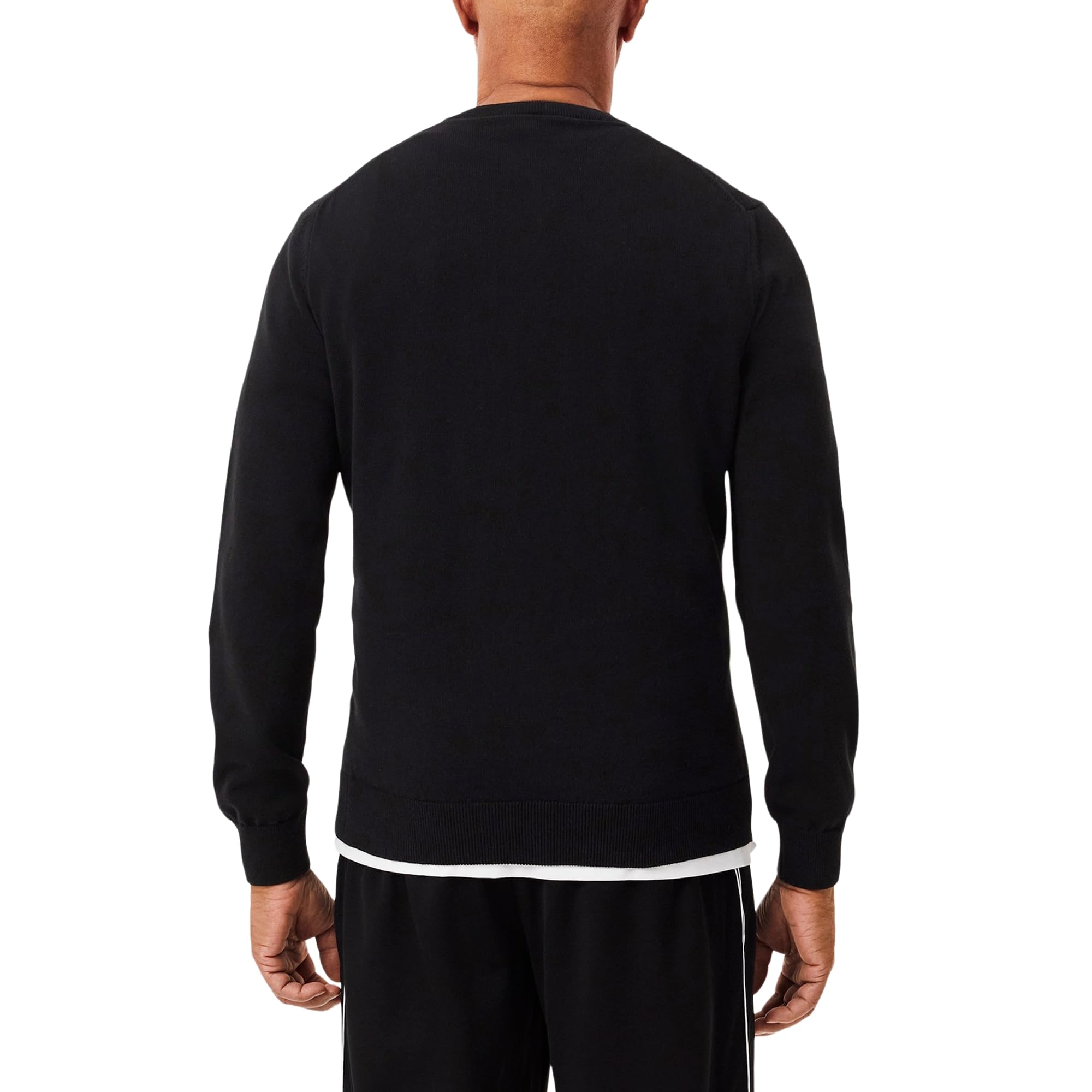 Lacoste Herren-Pullover, langärmelig, V-Ausschnitt, Baumwoll-Jersey - Schwarz - Groß – Ansicht 2