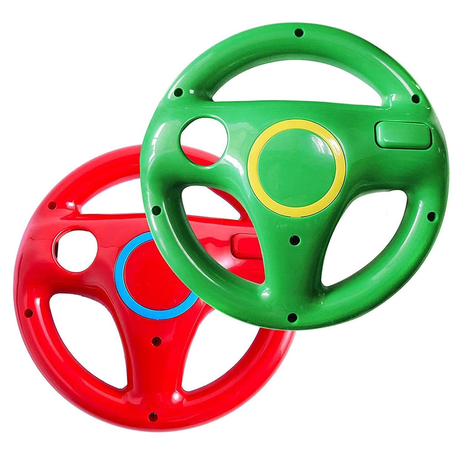 NBCP DOYO 2 Packs Mario Kart Racing Games Steering Wheel Compatible for Wii Remote Controller (Red and Green)