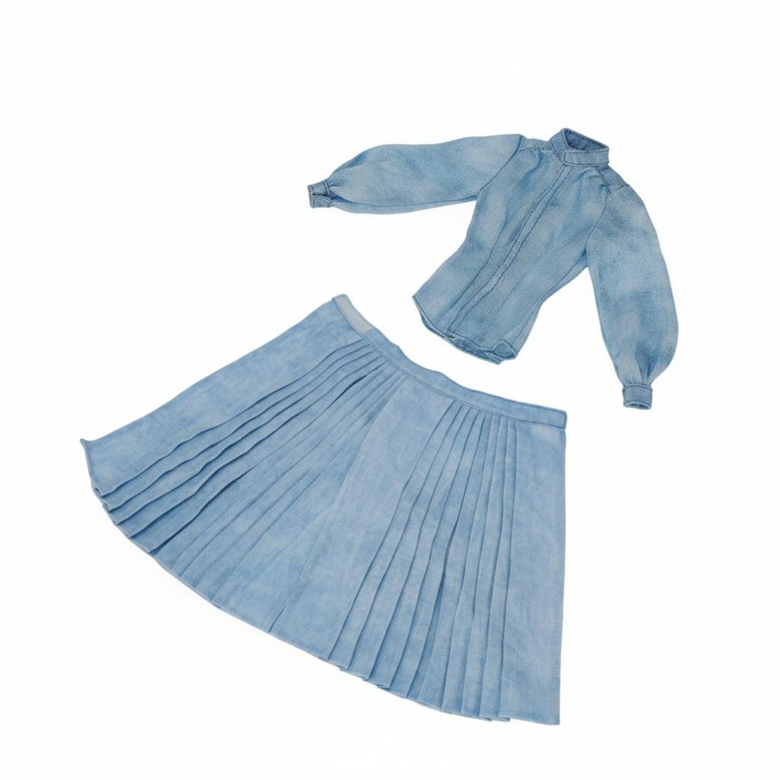 1:6 Traditionelles chinesisches Puppenkleid Puppenoutfit Feine Stoffoptik Puppenbluse mit Faltrock Leicht anzuziehen Puppenmode-Set , D-Stil