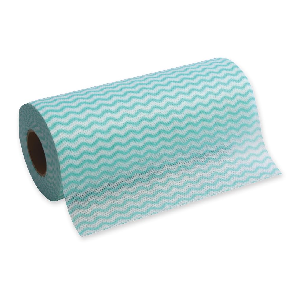 12 Stück Hygoclean Spültücher | Viskose/Polyester, Rolle, grün-weiß, L: 20cm, B: 40cm, Abrisse: 50, Karton, Einweg Putztücher, Spültücher, Reinigungstücher