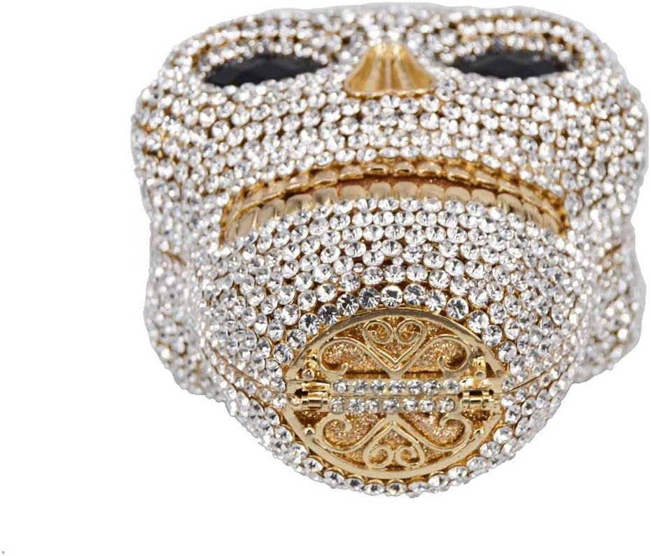 DJBM Halloween 3D Skull Clutch Purse Evening Bag Rhinestone Bag Crystal Metal Clutch for Women Evening Cocktail Party