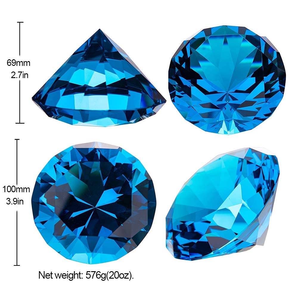 Pisapapeles LONGWIN con diseño de diamante de varias caras, 100 mm, color sólido, Aquamarine Blue