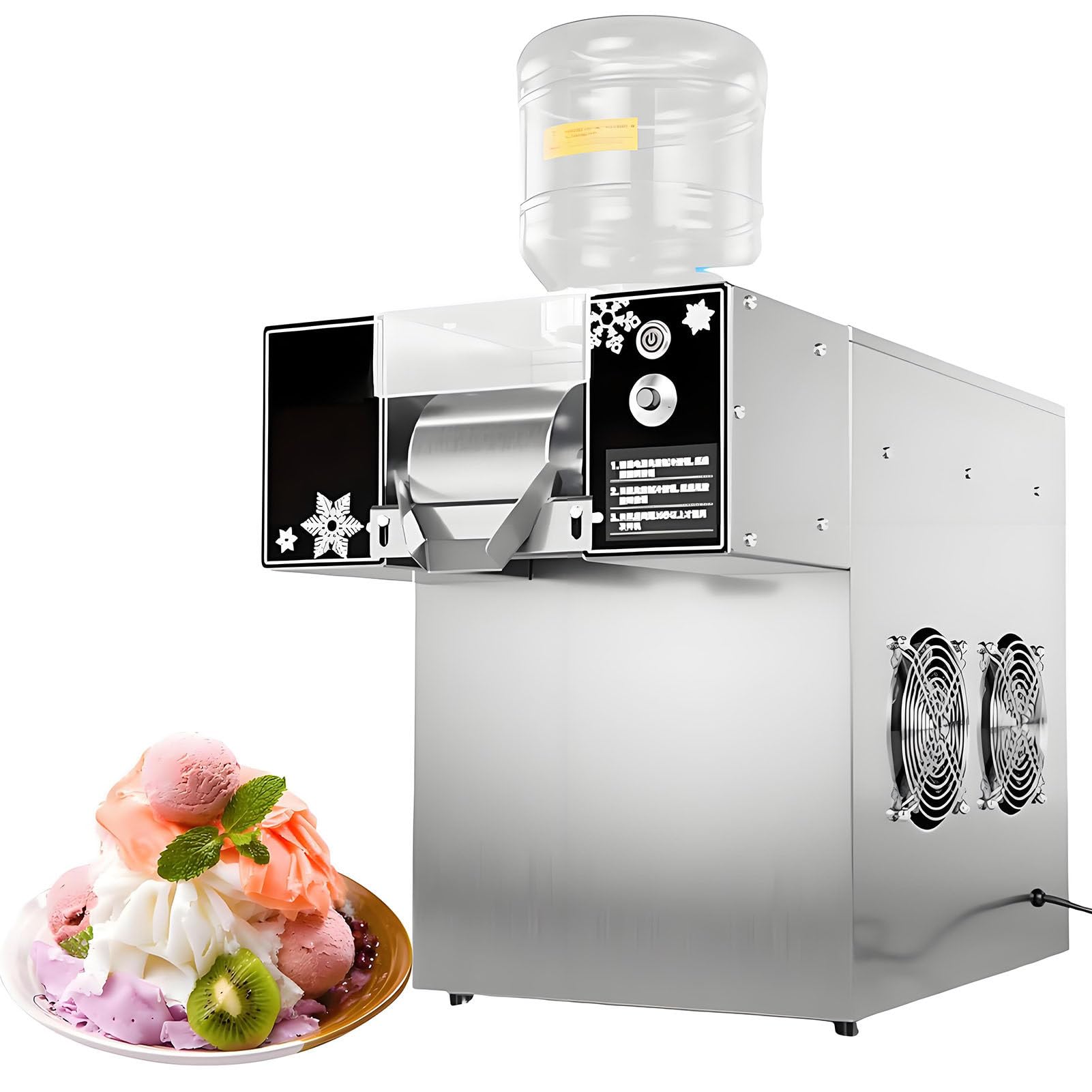 Shengshiyu Multicolor Electric Ice Shaver,Commercial Countertop Snowflake Ice Maker,Daily Output 60Kg/120Kg/160Kg,10-Speed Adjustable Knob,High Capacity Ice Crusher For Desserts,Food Trucks,And Street Food 120Kg