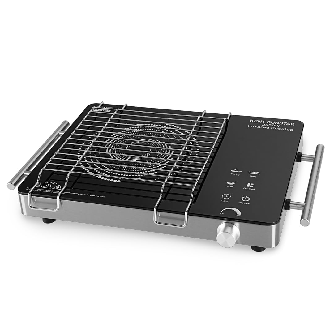 KENT Star Induction Cooktop 3000W | 6 Preset Menu | Full Microcrystalline Glass |Feather Touch Buttons & LED Display |Milk Boiling & Turbo Cooking Function | Overheat Protection & Auto Turn-Off| Black-image-8