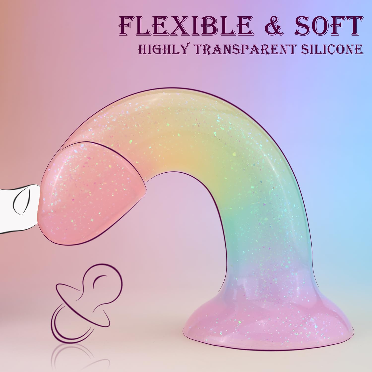 7 Inch Realistic Dildo for Beginners,Rainbow Silicone Sex Toy for Vaginal Anal Play,Adult Clitoris G-spot Prostate Stimulator with Strong Suction Cup for Women Men Hands-Free Masturbation