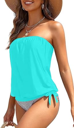 Strapless Tankini Tops for Women Swim Top Only No Bottom