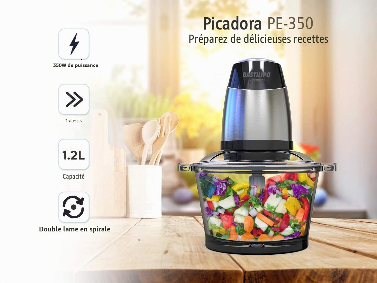 350 W, 1,2 L, Chasis acero inox, Dos velocidades, Doble cuchilla, Vidrio, compacta - Modelo: PE-350