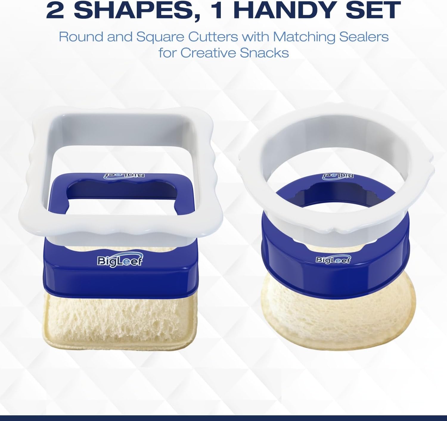 BigLeef 2 PK Sandwich Cutter, Sealer and Decruster for Kids - Make Round and Square DIY Pocket Sandwiches - Non Toxic, BPA Free, Food Grade Mold - Durable, Portable, Easy to Use and Dishwasher Safe by