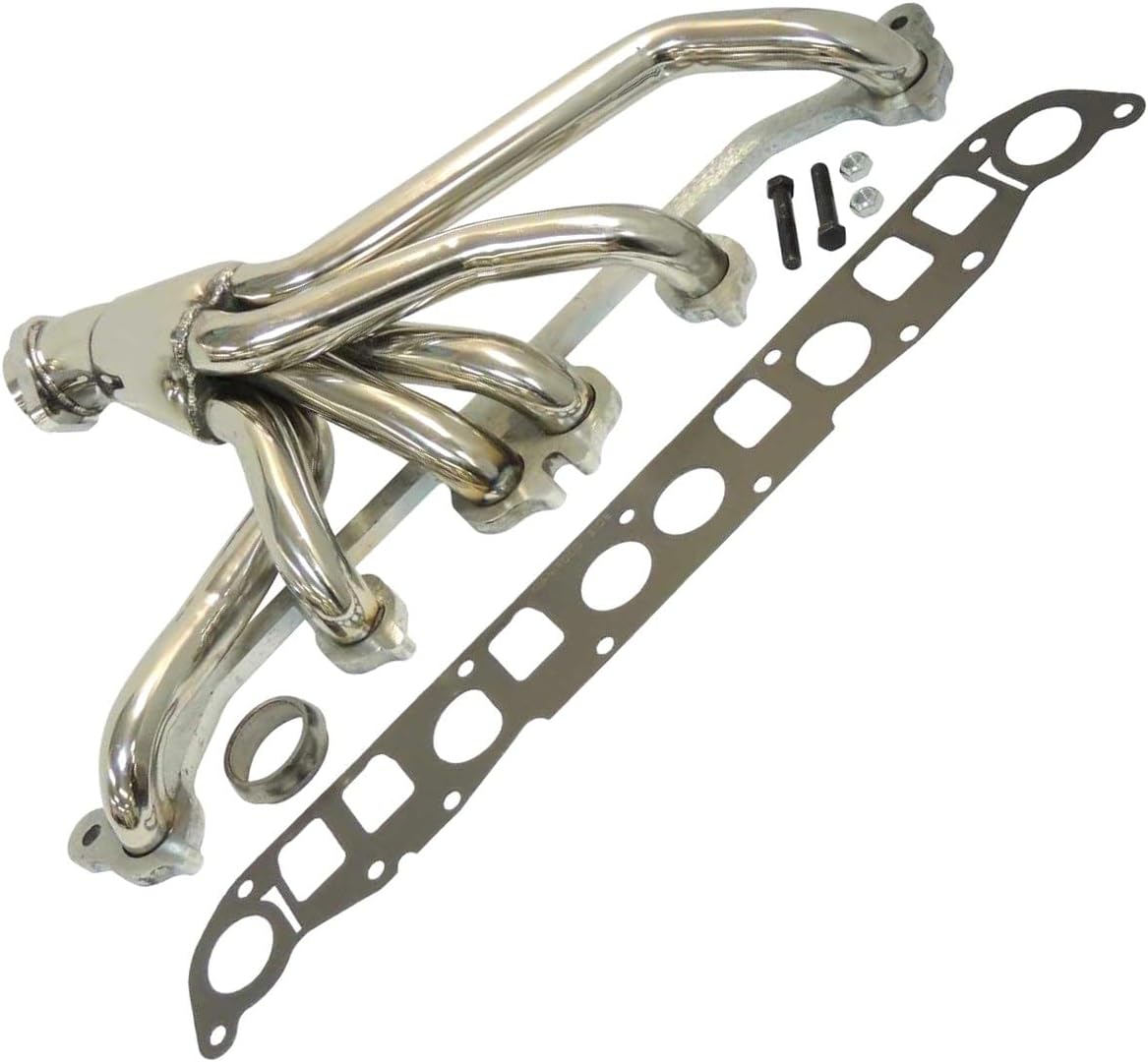 APDTY 173336 Stainless Exhaust Header Kit; Compatible With 4.0L L6 GAS OHV Jeep, 1991-1995, 1998-1999 Wrangler, 1991-1996, 1999 Cherokee, 1991-1992 Comanche, 1993-1998 Grand Cherokee, 1997-1999 TJ
