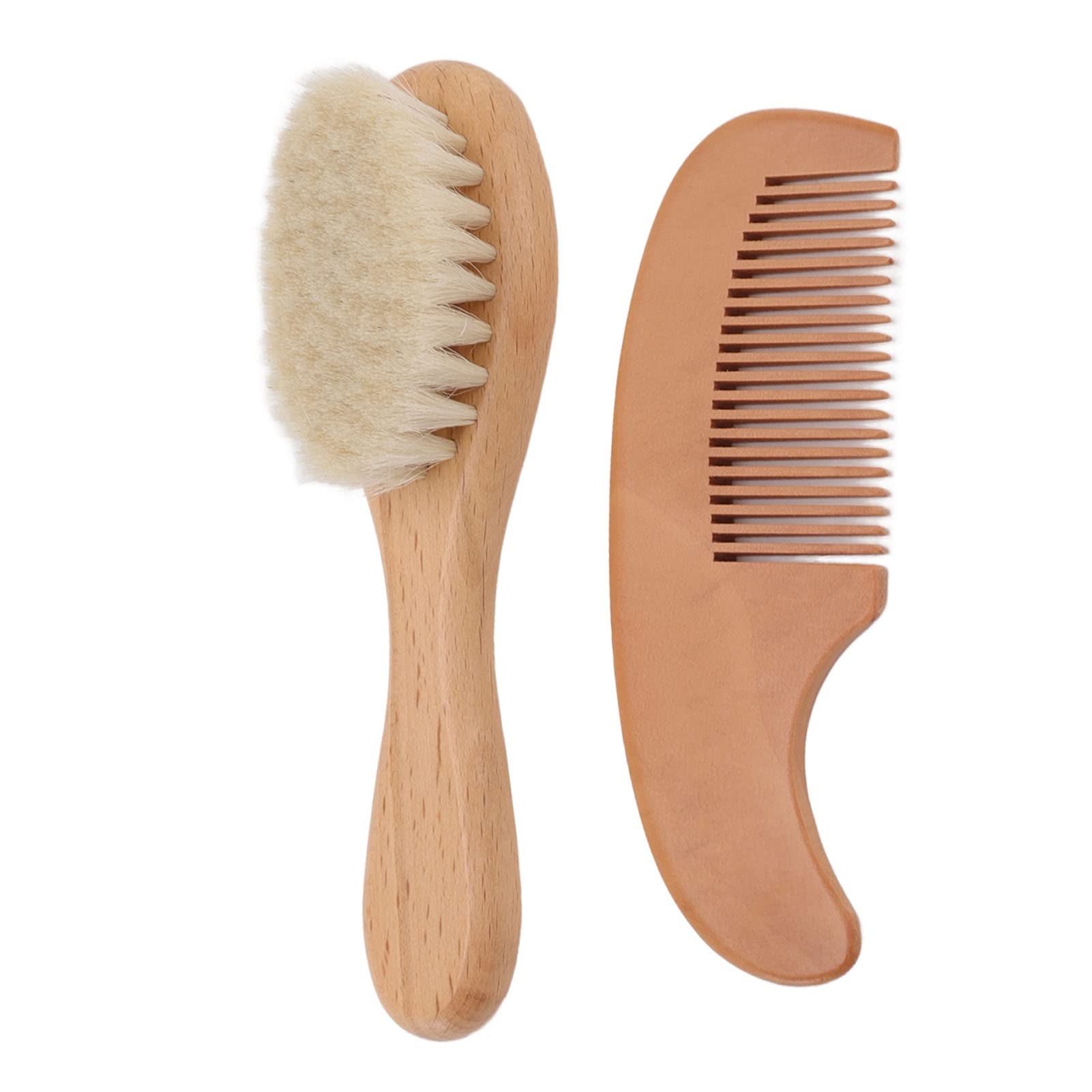 Kit Brosse & Peigne En Bois Pour Bébé - Poils Doux De Chèvre - Idéal Nouveau-né & Tout-petit - Soin Et Massage Du Cuir Chevelu