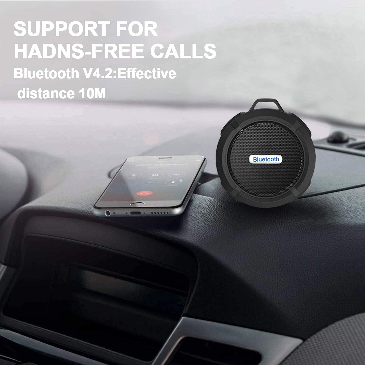 Get Cheap Price Bluetooth Speaker, Waterproof Bluetooth Speaker with 6H Playtime, Loud HD Sound, Shower Speaker with Suction Cup & Sturdy Hook, Compatible with iOS, Android, PC, Pad (Black)