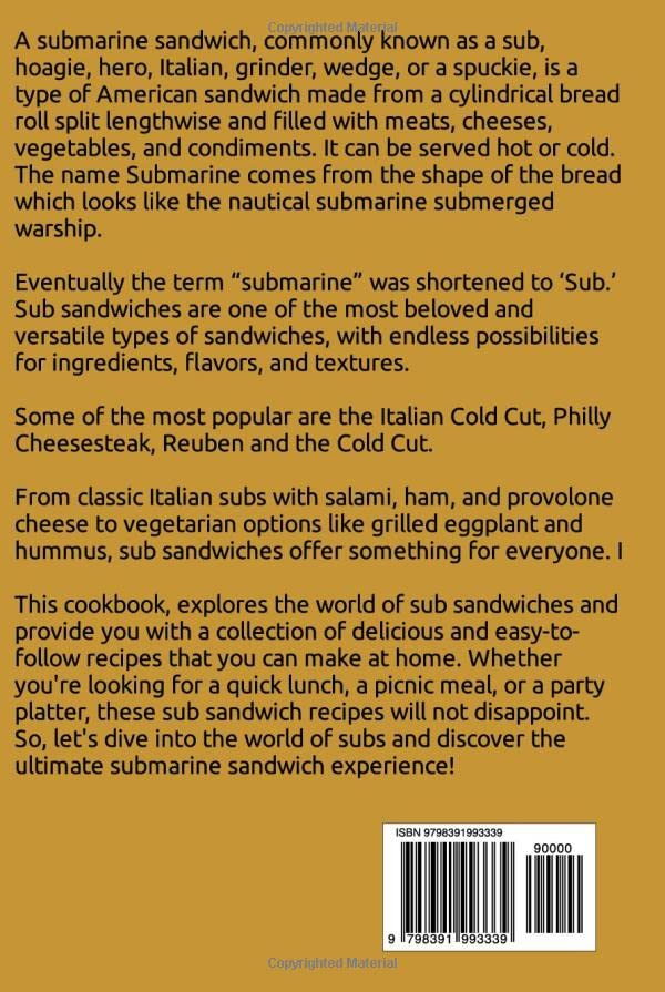 Miniatura 2 de Sub Sandwich Cookbook Hoagie, Grinders, Submarines and Other Sub Sandwich Recipes (Lunch Menu Cookbook)