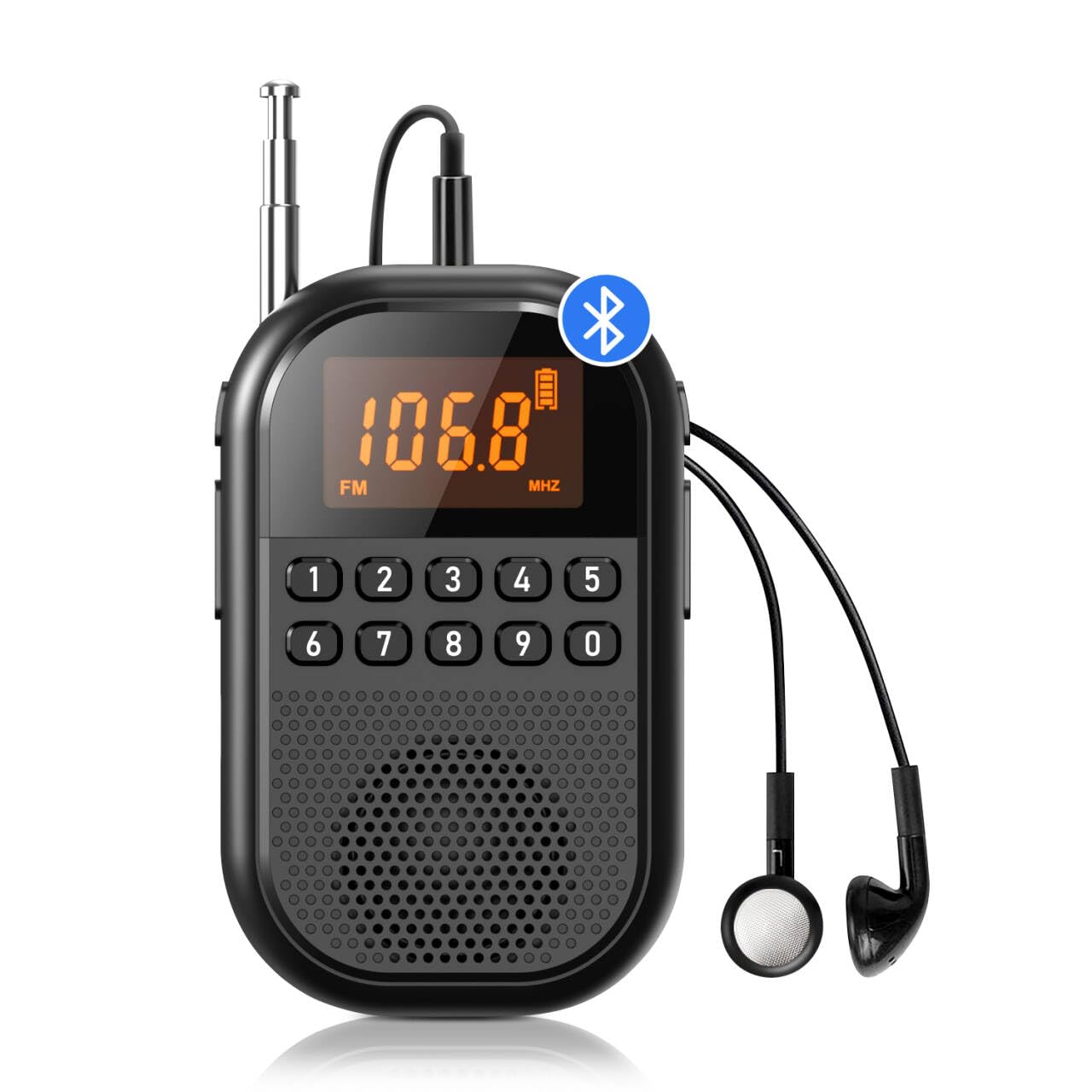 Amazon.co.jp: Pocket AM FMラジオ、1100mAh充電式ラジオ、Bluetooth