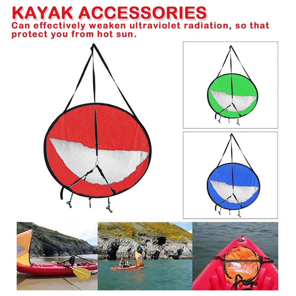 Vela da vento pieghevole, vela da 42 pollici, vela da kayak, vela da canoa, con finestra trasparente per pesca, canottaggio, gonfiabile, fuoribordo, da pesca
