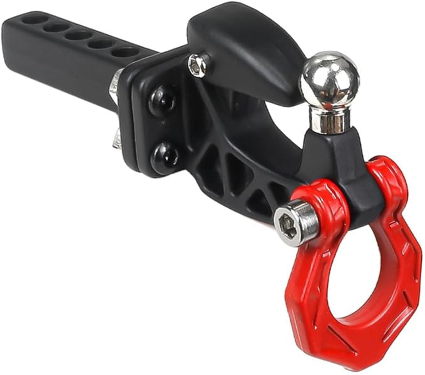 Metal Adjustable RC Trailer Hitch Tow Hook for 1/8 1/10 TRX4 SCX10 KM Tank Crawler Truck Upgrade Part Accessories(Red)