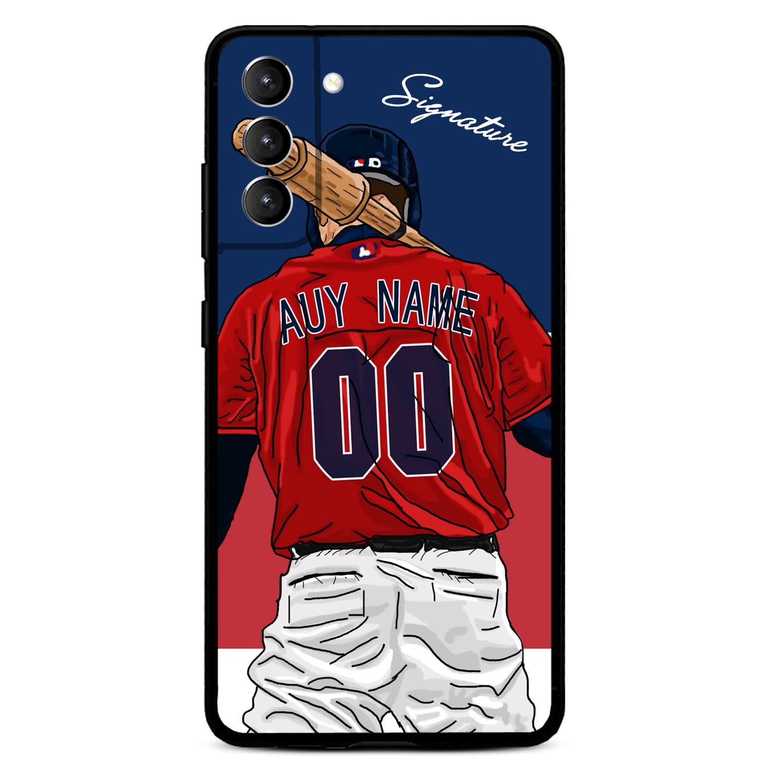 VNGDA Custom Name & Number Phone Case for Samsung Galaxy A16 A15 A14 5G A35 A25 A53 A03S A12 A42 A32 A02S A54 4G, DIY Design Baseball Player Liquid