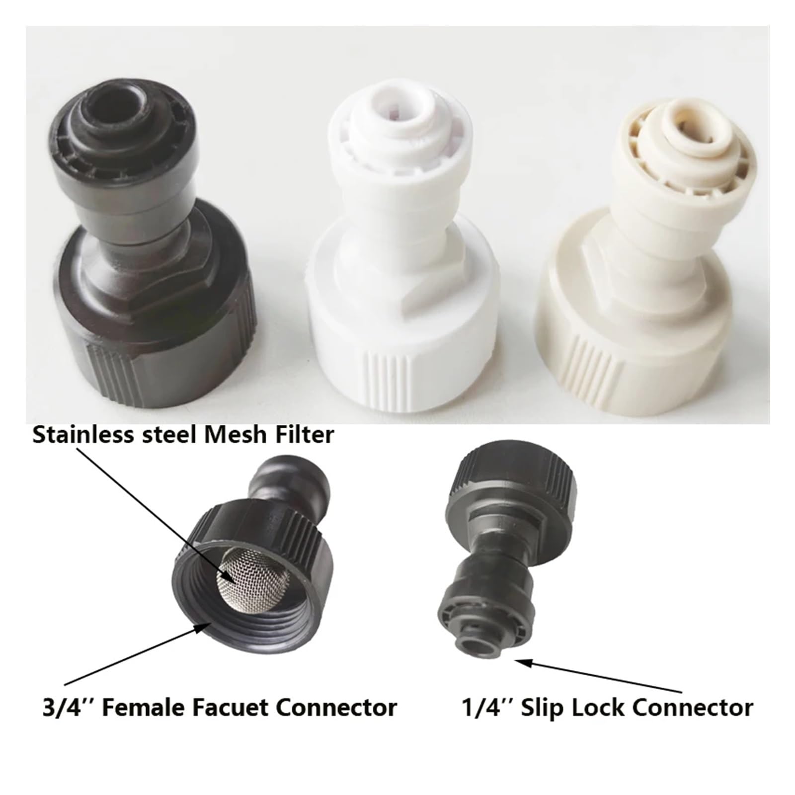 10 pz 1/4 "a 3/4" Filettatura Femmina Connettore Rapido Bianco Nero Opzionale Sistema di Nebulizzazione di Irrigazione 1/4 "Spingendo Rapidamente Slip Lock Accoppiamento(Svart)