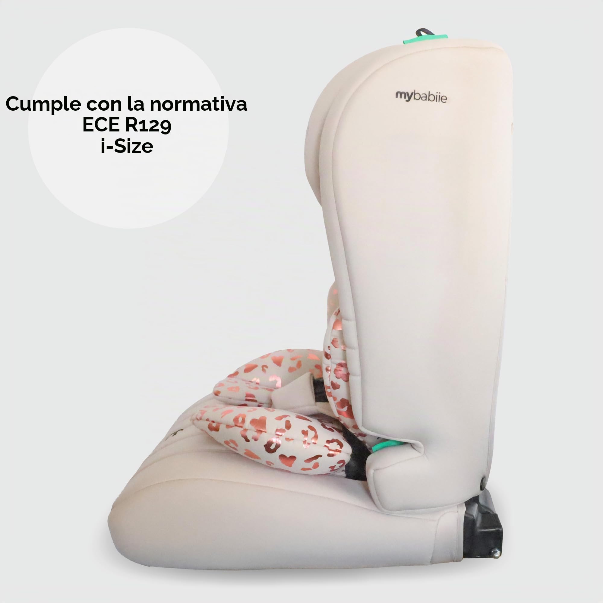 My Babiie MBCS50 - Asiento infantil de coche para niños pequeños a Booster R129, arnés de 5 puntos, 76-150 cm (aprox. 9-36 kg, 15 meses - 12 años), i-Size, grupo 1/2/3, ajustable, orientado hacia
