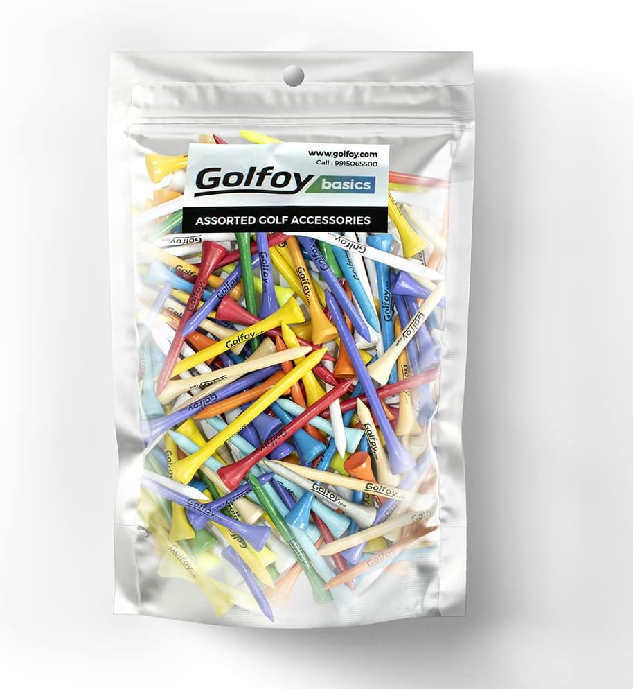 Golfoy Basics Assorted Mixed Colored Wooden Golf Tees (100 Count)