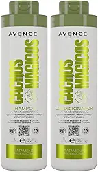 Kit Shampoo + Condicionador Cachos Mágicos 1L Da Avence Hair, Cabelos Cacheados SOS Brilho Intenso Hidratação Tratamento Profissional Dist. Salão Em Casa.