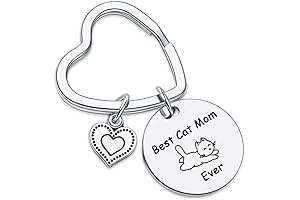 Heart cat mom keychain gift