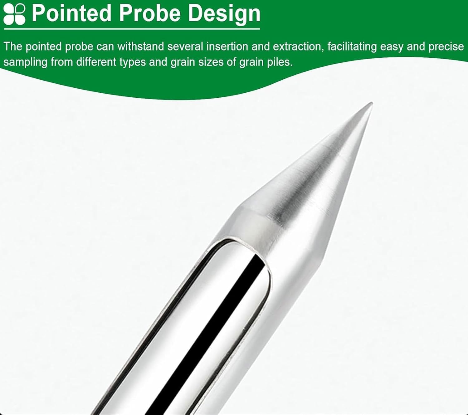 Heavy Duty Grain Sampling Probe - Stainless Steel Solid Sampler for Agriculture & Industry - Pointed Tip for Easy Material Penetration